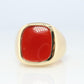 14k Modern Carnelian ring. Mens Signet Carnelian Bezel set statement ring.