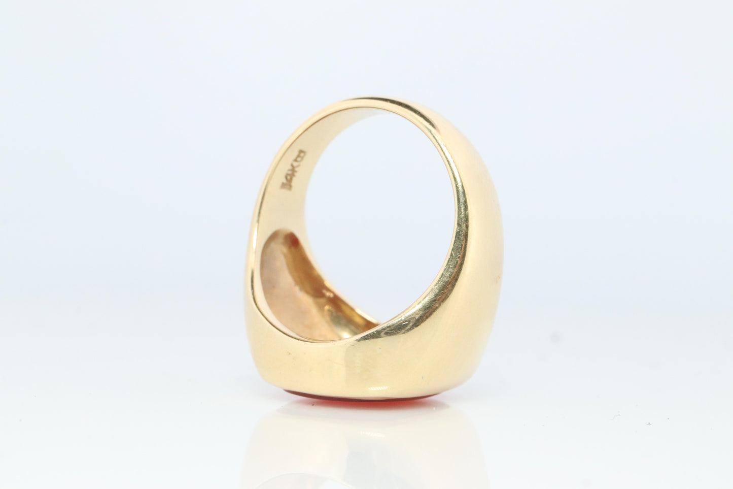 14k Modern Carnelian ring. Mens Signet Carnelian Bezel set statement ring.