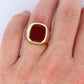 14k Modern Carnelian ring. Mens Signet Carnelian Bezel set statement ring.
