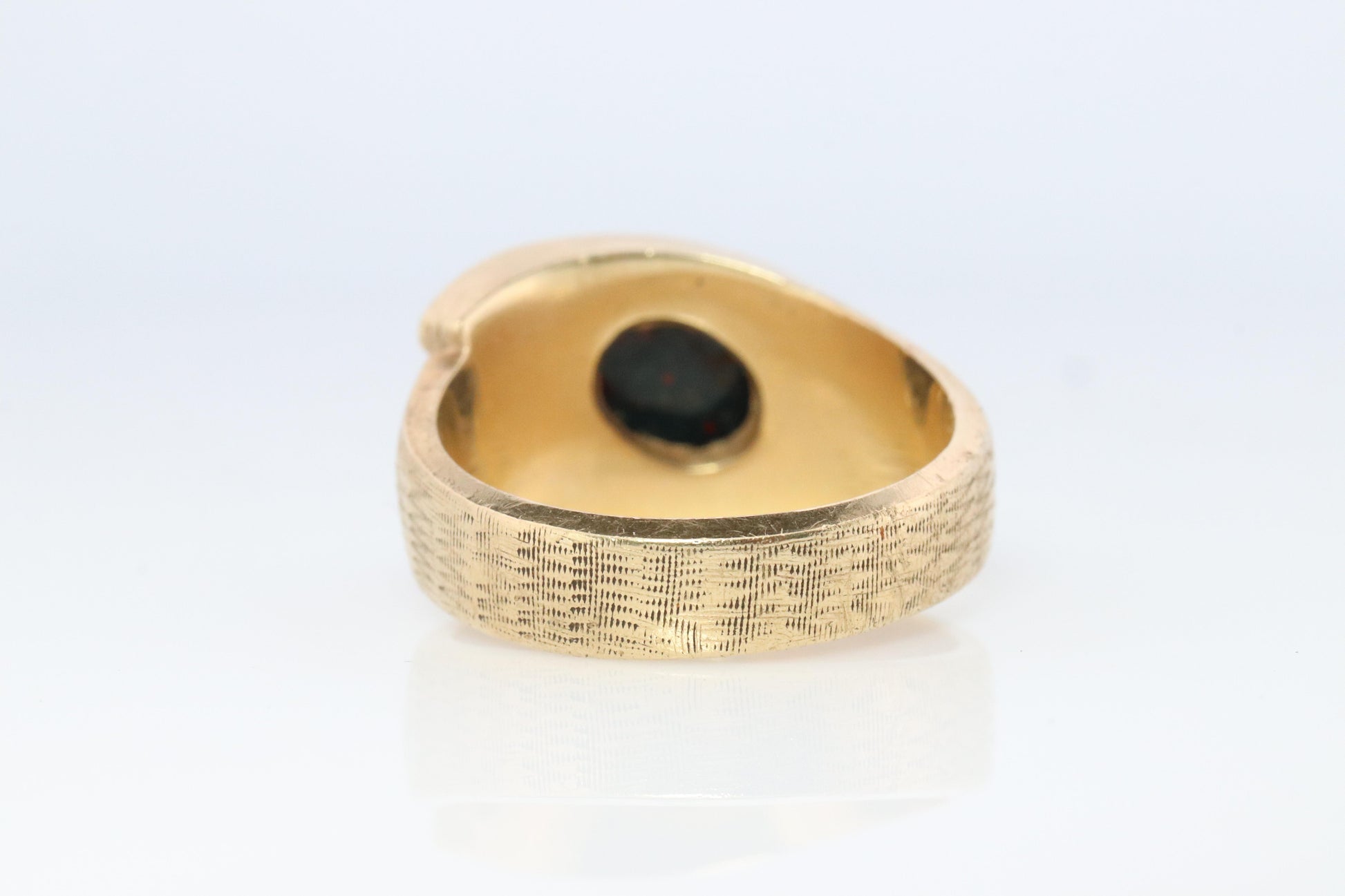 14k Bloodstone ring. Black and Red Blood stone Mens. 14k YG Blood stone Signet