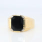 14k Gold ONYX ring. Large Onyx Diamond accents Signet ring.