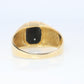 14k Gold ONYX ring. Large Onyx Diamond accents Signet ring.