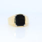 14k Gold ONYX ring. Large Onyx Diamond accents Signet ring.