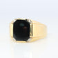 14k Gold ONYX ring. Large Onyx Diamond accents Signet ring.
