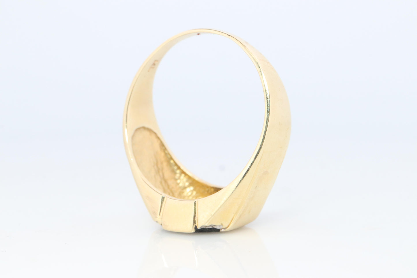 14k Gold ONYX ring. Large Onyx Diamond accents Signet ring.