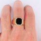 14k Gold ONYX ring. Large Onyx Diamond accents Signet ring.