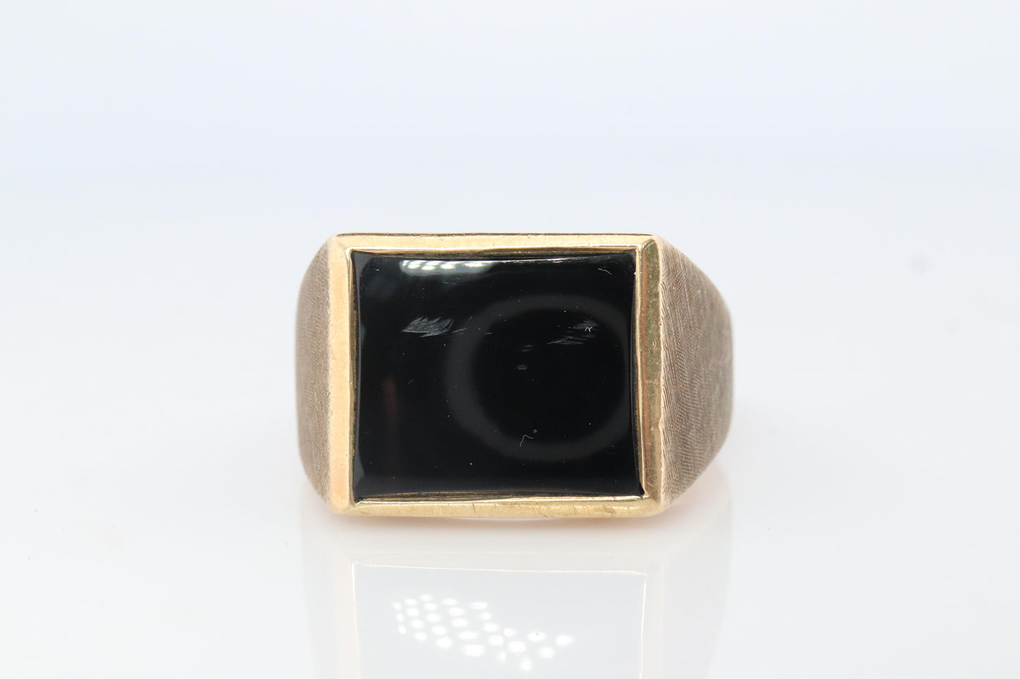 10k Gold ONYX ring. Large Onyx DASON Signet ring.