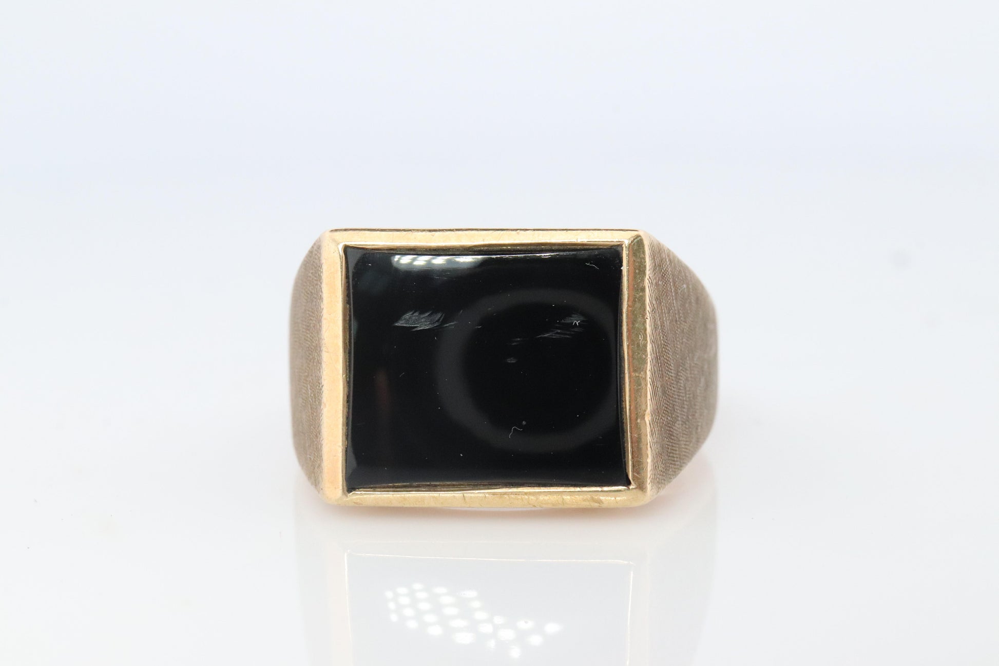 10k Gold ONYX ring. Large Onyx DASON Signet ring.