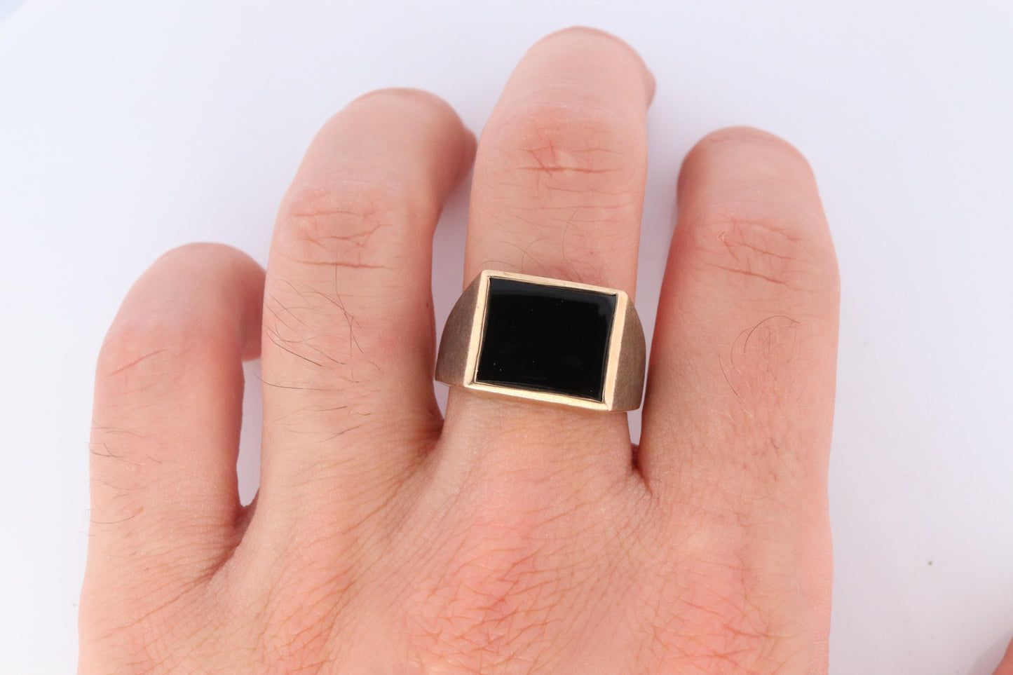 10k Gold ONYX ring. Large Onyx DASON Signet ring.