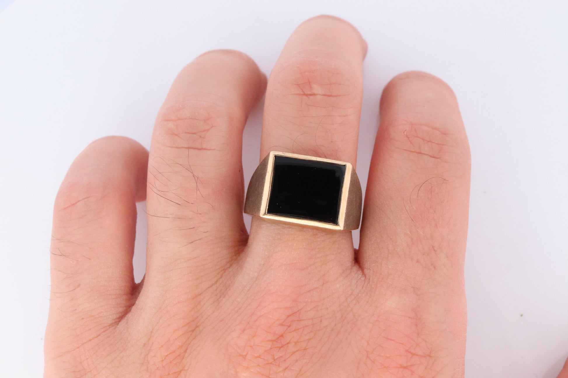 10k Gold ONYX ring. Large Onyx DASON Signet ring.