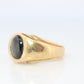 14k Black Star Sapphire Oval Cabochon ring. Large Heavy Sapphire Bezel set.