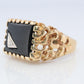 10k Gold ONYX ring. 10k YG Nugget Onxy and Diamond Signet Ring.