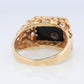 10k Gold ONYX ring. 10k YG Nugget Onxy and Diamond Signet Ring.
