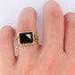 10k Gold ONYX ring. 10k YG Nugget Onxy and Diamond Signet Ring.