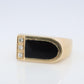 14k Gold ONYX ring. Unique Onyx and diamond Signet or Pinky ring.