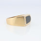 14k Gold ONYX ring. Unique Onyx and diamond Signet or Pinky ring.