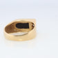 14k Gold ONYX ring. Unique Onyx and diamond Signet or Pinky ring.