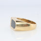 14k Gold ONYX ring. Unique Onyx and diamond Signet or Pinky ring.