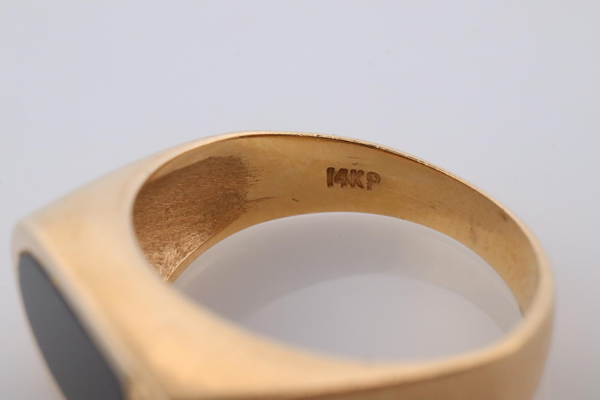 14k Gold ONYX ring. Unique Onyx and diamond Signet or Pinky ring.