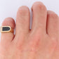 14k Gold ONYX ring. Unique Onyx and diamond Signet or Pinky ring.
