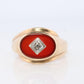 10k Carnelian Diamond ring. Mens Signet Carnelian Bezel set statement ring.
