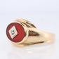 10k Carnelian Diamond ring. Mens Signet Carnelian Bezel set statement ring.