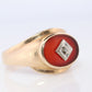 10k Carnelian Diamond ring. Mens Signet Carnelian Bezel set statement ring.