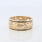 14k Wide Filigree Daisy Ornate band.  Vintage Flower Embossed Engraved design.