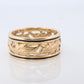 14k Wide Filigree Daisy Ornate band.  Vintage Flower Embossed Engraved design.