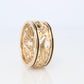 14k Wide Filigree Daisy Ornate band.  Vintage Flower Embossed Engraved design.