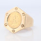 14k Gold Signet Ring with a 22k 1945 Dos Pesos Mexican Coin Bezel set.