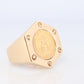 14k Gold Signet Ring with a 22k 1945 Dos Pesos Mexican Coin Bezel set.