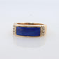 14k Gold Lapis Lazuli ring. Unique Lapis and diamond Signet or Pinky ring.