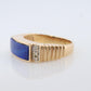 14k Gold Lapis Lazuli ring. Unique Lapis and diamond Signet or Pinky ring.