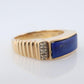 14k Gold Lapis Lazuli ring. Unique Lapis and diamond Signet or Pinky ring.