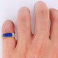 14k Gold Lapis Lazuli ring. Unique Lapis and diamond Signet or Pinky ring.