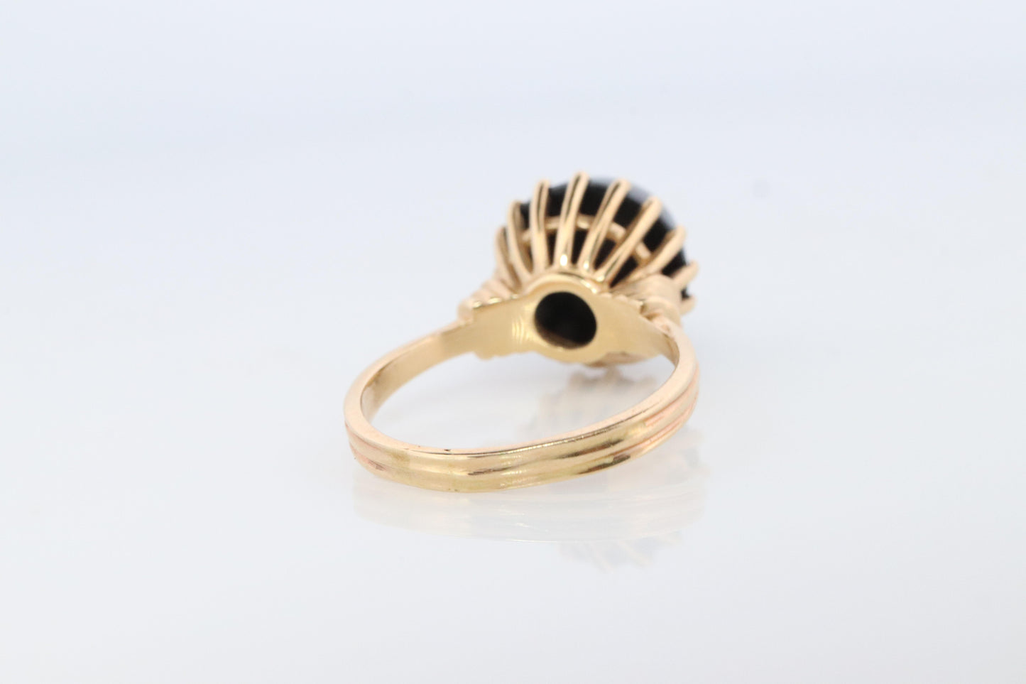 14k Gold ONYX ring. Unique Cabochon Pyramid Onyx Signet or Pinky ring.
