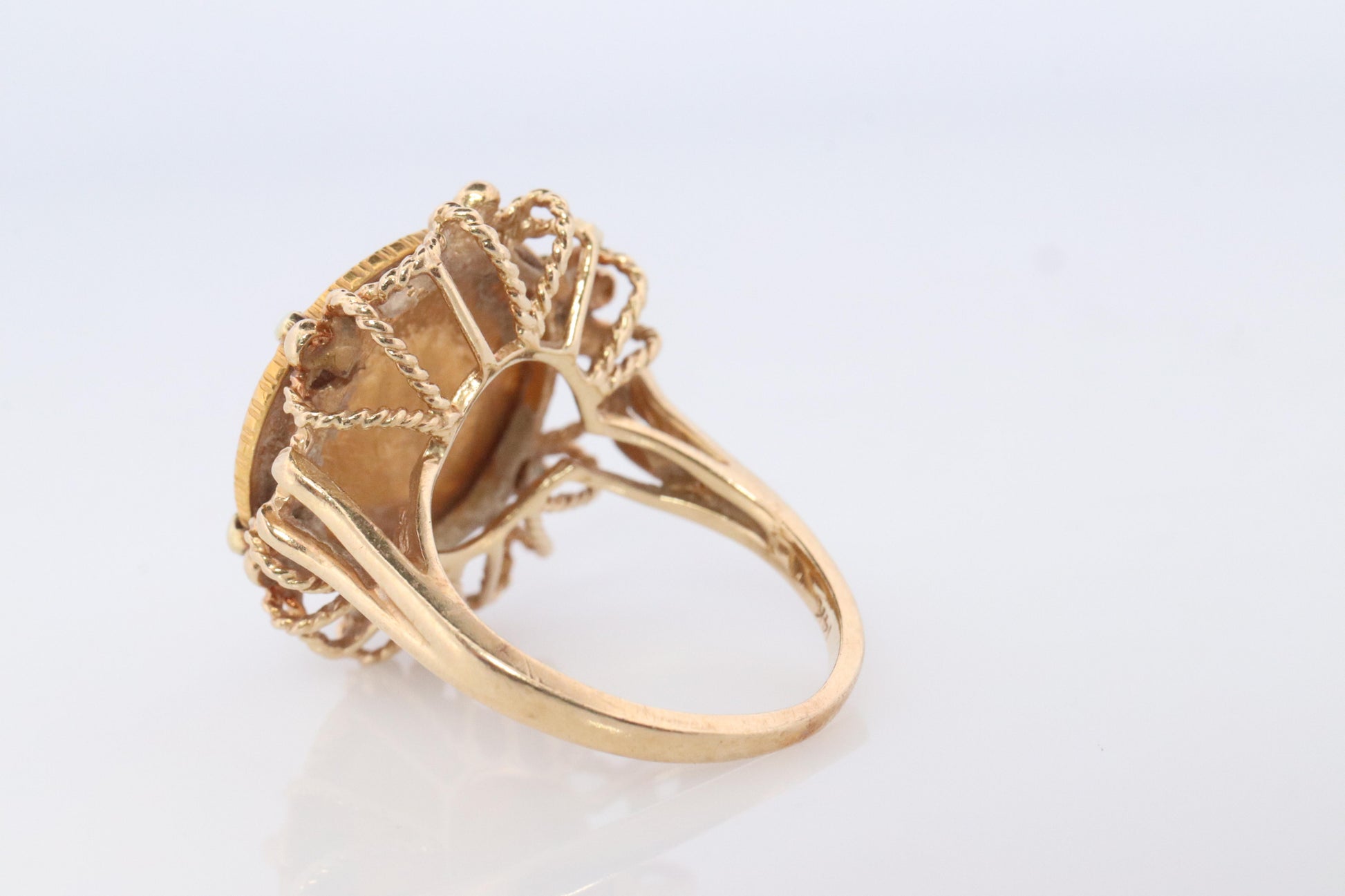 14k Gold Signet Ring with a 22k Dos Pesos Mexican Coin Bezel set.