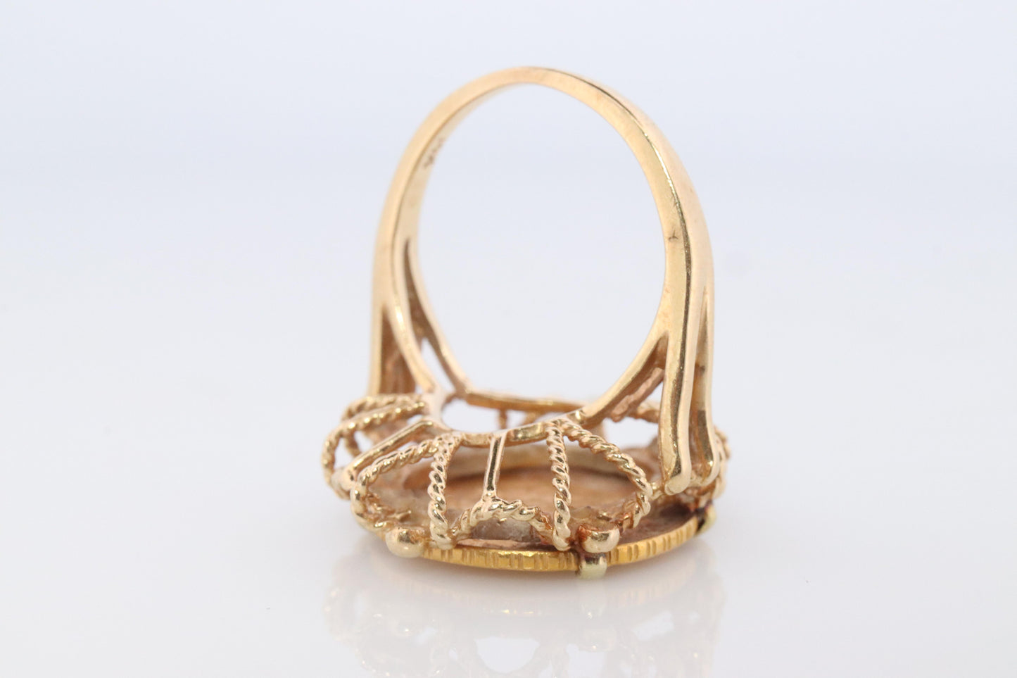 14k Gold Signet Ring with a 22k Dos Pesos Mexican Coin Bezel set.