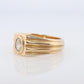 14k Oval Genuine Diamond Solitaire Ring. Ornate Oval Bezel Gypsy Set.
