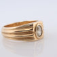 14k Oval Genuine Diamond Solitaire Ring. Ornate Oval Bezel Gypsy Set.