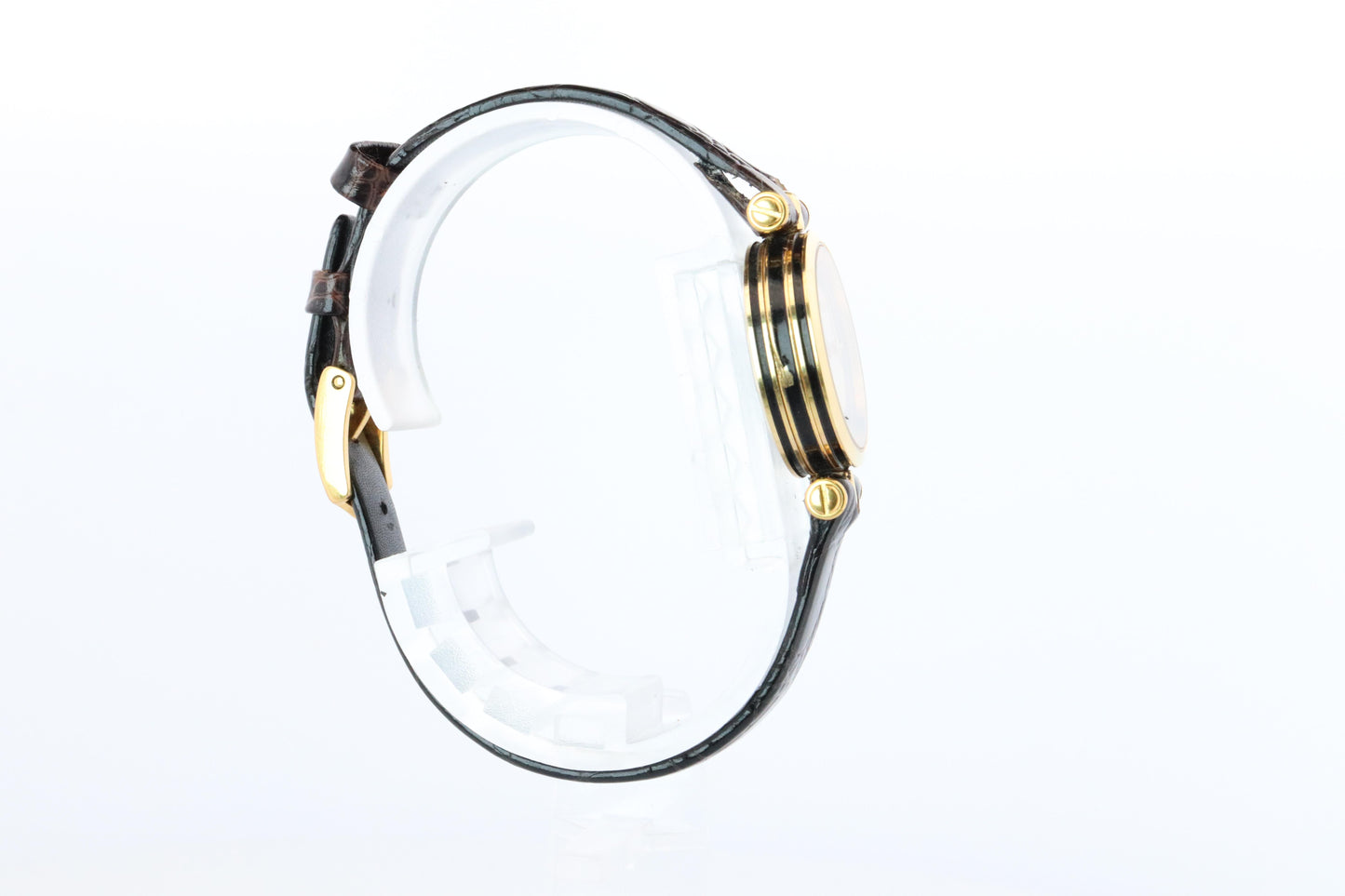 Vintage GUCCI Shelly Line Leather Watch Timepiece. 2000L Gucci Lane Black