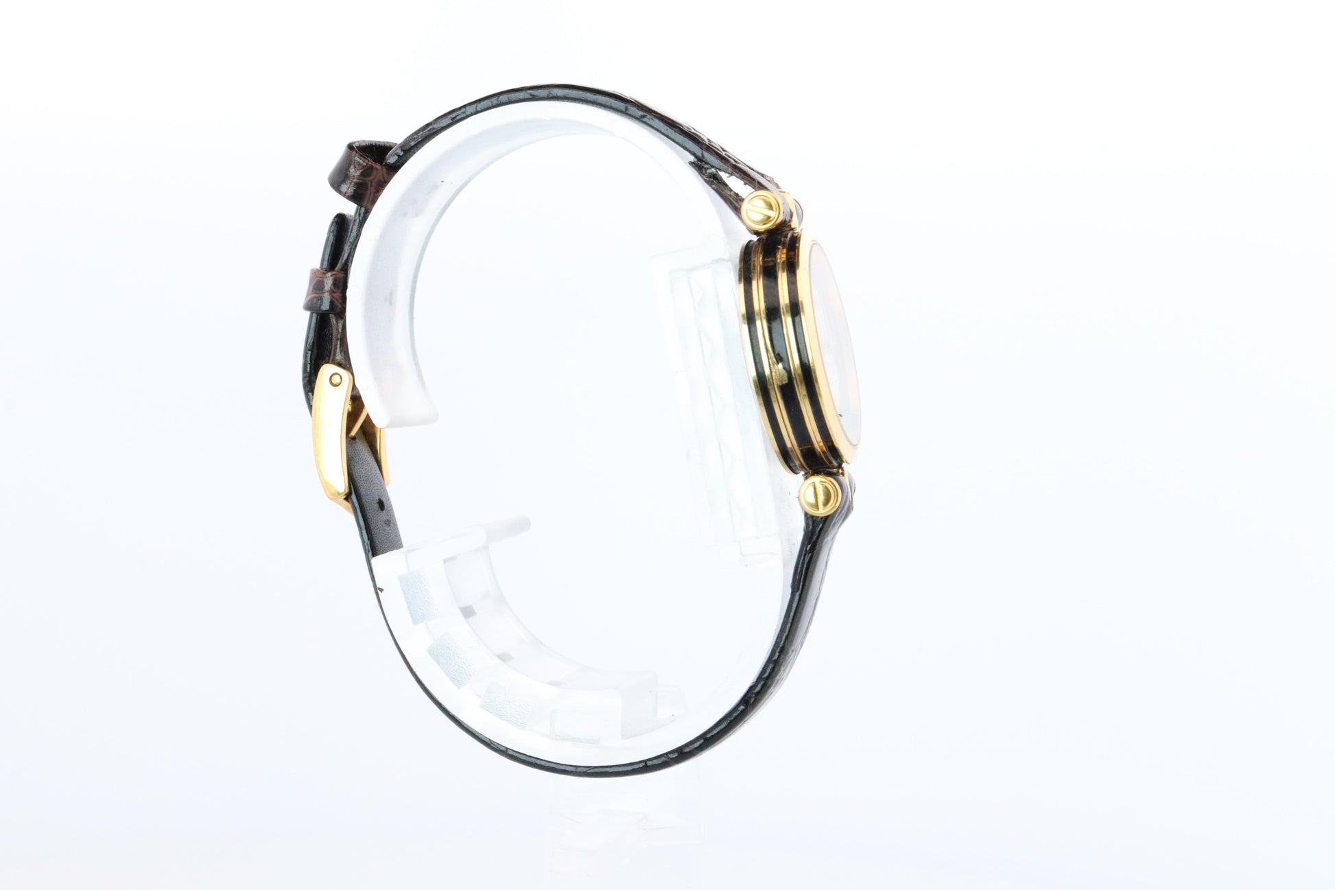 Vintage GUCCI Shelly Line Leather Watch Timepiece. 2000L Gucci Lane Black