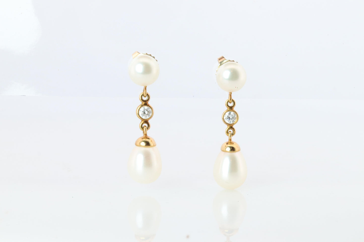 Tiffany & Co 18k Pearl Diamond Earrings. Diamond by the yard Drop Earrings.