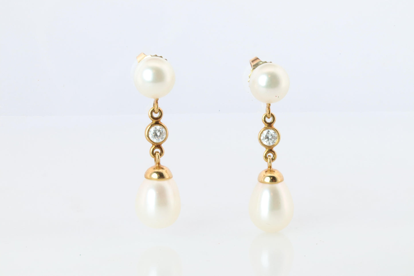 Tiffany & Co 18k Pearl Diamond Earrings. Diamond by the yard Drop Earrings.