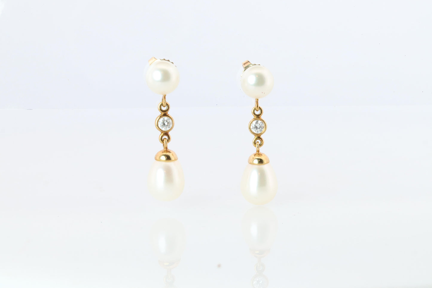 Tiffany & Co 18k Pearl Diamond Earrings. Diamond by the yard Drop Earrings.