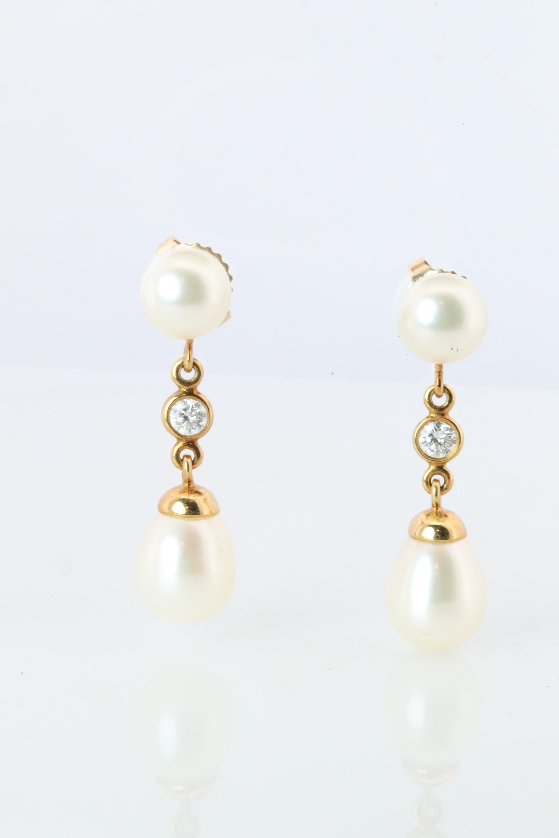 Tiffany & Co 18k Pearl Diamond Earrings. Diamond by the yard Drop Earrings.