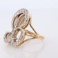 Custom Letter B diamond ring. Cursive Letter B 14k Yellow Gold Ring.