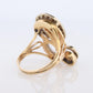Custom Letter B diamond ring. Cursive Letter B 14k Yellow Gold Ring.