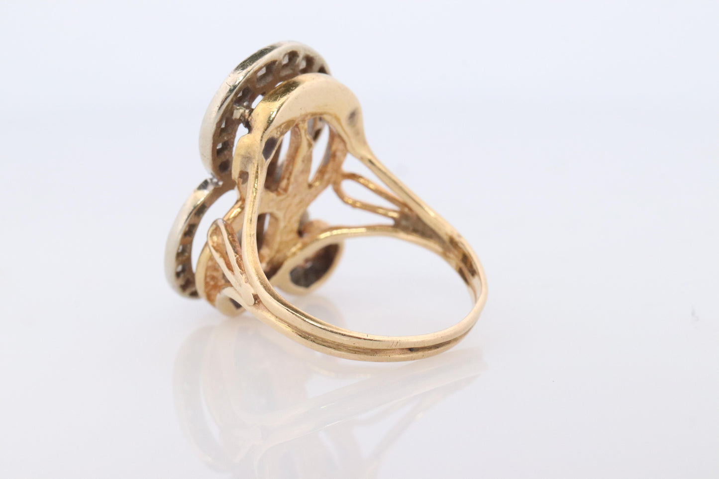 Custom Letter B diamond ring. Cursive Letter B 14k Yellow Gold Ring.